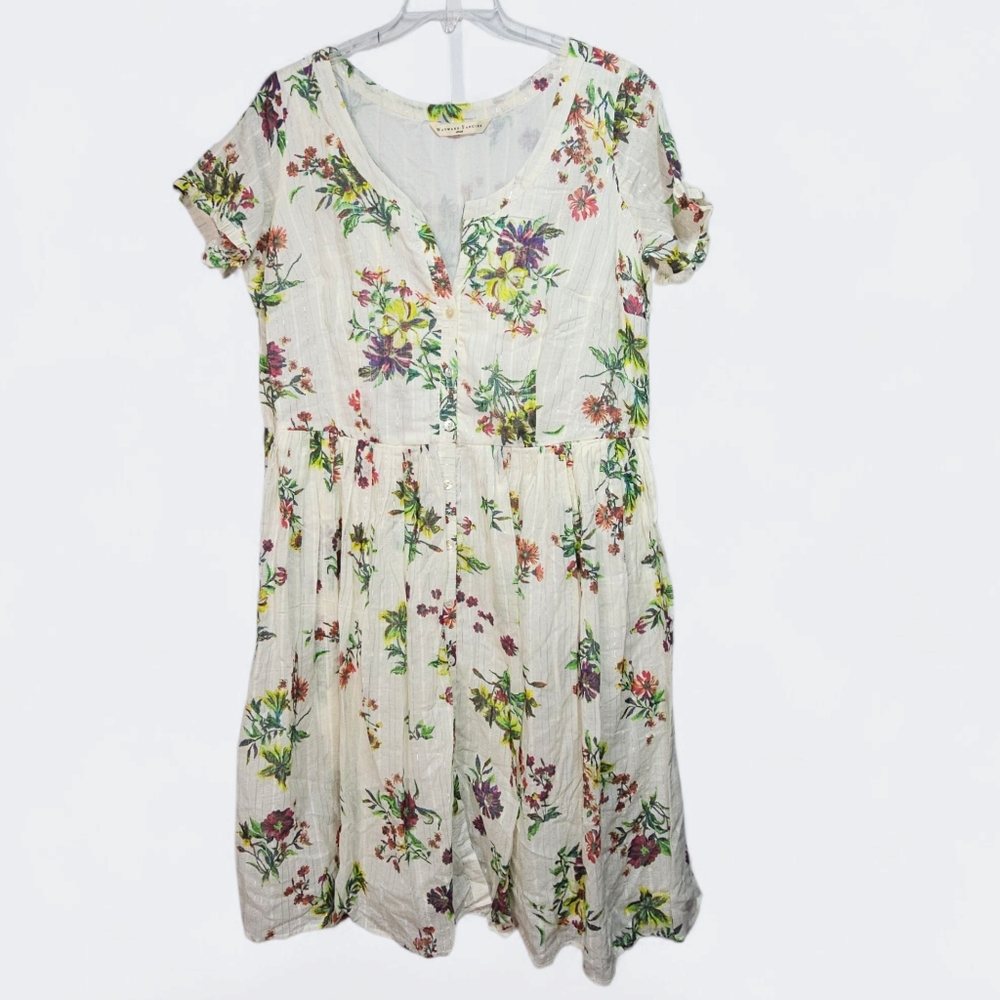 Wayward Fancies Eshakti Women's Cotton Floral Button Up Dress Lined Size 3X.